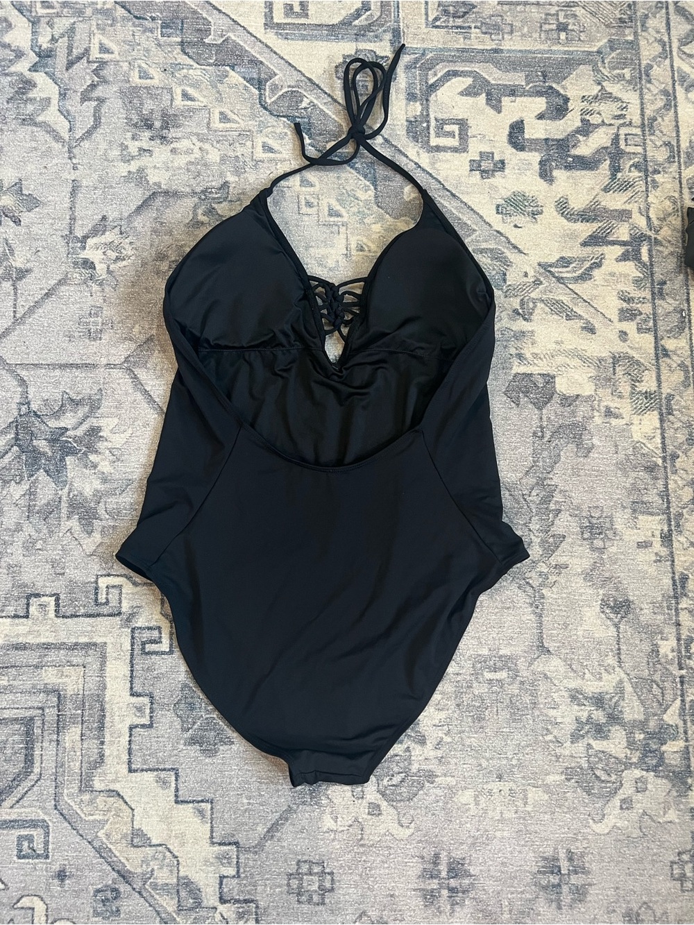 FarWest Black Lace-Up Halter One-Piece Swimsuit XL - Picture 3 of 3